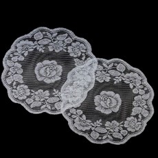 테이블 도일리매트 플라워자수 원형 레이스매트 2P jun+853lE