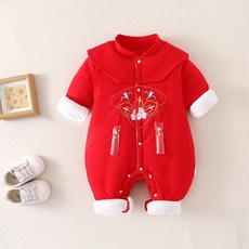 高檔刺繡嬰兒連體棉襖寶寶拜年服