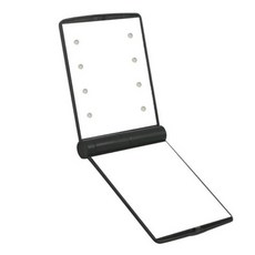 LED 화장 손거울 휴대용 미니 조명 작은 거울, 블랙