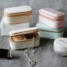 벨벳 미니 보석함 여행용 휴대용 악세사리 귀걸이 반지 보관함, 핑크, 1개