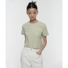 매장정품 무신사스탠다드우먼 MUSINSA STANDARD WOMAN 우먼즈 크루 넥 크롭 반팔 티셔츠 [페일 그린] MWJTS5Z08-PN 541425