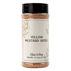 올리브 & 바인 옐로우 머스타드 씨앗 톡 쏘는 맛 절임 및 요리 풍부한 전통 정통 글로벌 레시피(2.99온스)용, 11.2 Ounce, 1개