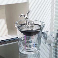 不同凡響 2024新款帶蓋菸灰缸 ins風時尚個性客廳漏斗式菸灰缸裝飾品 男生禮物 父親節禮物, H小兔透明英文, 1個