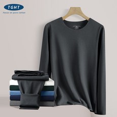 男士圓領德絨打底衫 秋冬加絨加厚保暖 長袖T恤