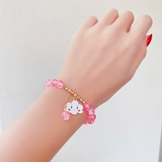 Baby童衣 兒童手鍊 卡通女童串珠 可愛手環 學生首飾 閨蜜手鐲 女童配飾, 1個, 微笑白雲朵