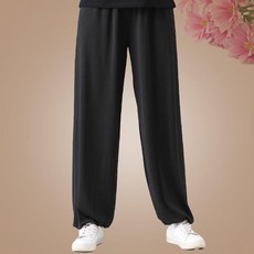 優選 太極服太極拳練功服女中國風武術服裝男套裝表演服秋冬季 副廠商品, 單黑褲子,M 45.0-52.5公斤