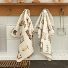 몽쁘띠프로제 뱀부코튼 4중거즈 감성 키친크로스 2종세트, 1세트, 카페봉봉 & 홈데코