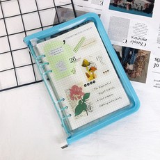 A5 6공 바인더 커버 글리터 지퍼형 포카바인더, 1개, 블루