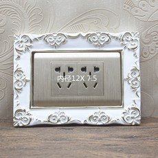 台灣本土貨 開關保護套開關裝飾北歐式樹脂開關貼118型田園創意開關貼開關插座面板裝飾框保護套, 12x7.5（068描金）