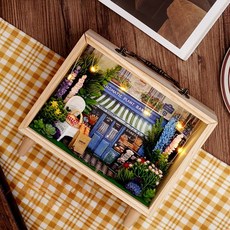 【A 優選】智趣屋小木盒系列模型 DIY手工小屋 手辦展示盒 立體拼圖 房間擺件 木質拼裝玩具 聖誕禮物 送女生, A香草麵包坊(送製作工具), 1個