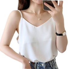 이너웨어 여성 광택 새틴 브이넥 나시 실크 59000EA 1EA, 스카이 치수