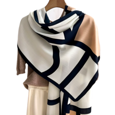 쁘띠엘라 명품스타일 롱스카프 사계절 머플러, 베이지, 1개