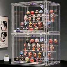 스트라이프 투명 피규어 케이스 레고 진열장 가방 보관함 아크릴 장식장 36x27x23cm, 1개, 줄무늬.