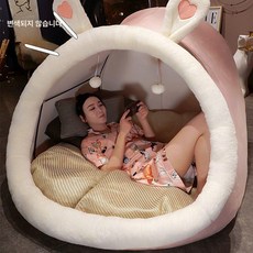 대형개집 예쁜강아지집 반려동물 캠핑 어린이집 아이방 키즈, 핑크 토끼 쿨매트
