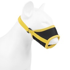 퍼피즈랩 강아지 반려동물 짖음방지 매쉬 소재 입질 입마개 L, 노랑색, 1개