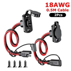 1/2Sets SAE 퀵 커넥터 하네스 12AWG 방수 연장 코드 태양 전지 패널 발전기 배터리 충전기 용 측벽 포트, 01 2PCS 18AWG