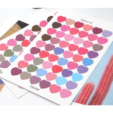 미니 컬러 하트 모양 스티커 1장 (54개), 1