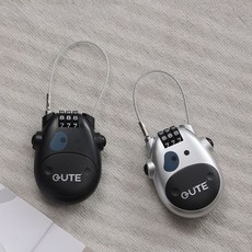 GUTE 伸縮鋼絲密碼鎖 可愛牛頭造型 戶外防盜安全鎖, 1個, 黑色-奶牛鎖