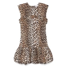 가니 레오파드 프린트 코튼 미니 드레스