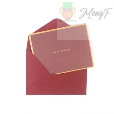MongF 고급 축하 메세지 카드 감사 생일 선물용 메모 엽서, 와인색
