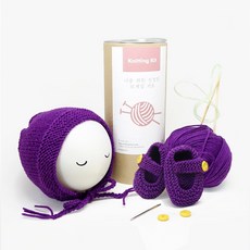 신생아 심플보닛+스트랩덧신 퍼플 - Knitting Kit, 1개
