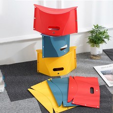 다용도 접이식 간이의자 휴대용 발받침 발쿠션 거치대 조립형 스툴, 레드