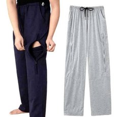 소변줄 바지 여성 남성 노인 하의 2XL 요양원 삽입, 2XL - 블랙 - 양털