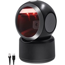 모바일 결제 컴퓨터 화면 스캔을 위한 2D QR 바코드 스캐너 전방향 핸즈프리 USB 자동 리더기, Black