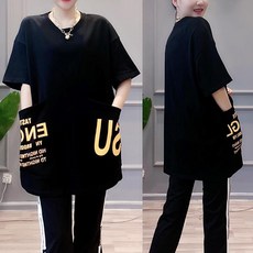 150kg까지 빅사이즈 여성 캐주얼 반팔 티셔츠 라운드넥 오버핏 박시 기본 심플티 레터링 상의