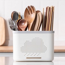 따봉오빠 클라우드 3칸 나눔 물빠짐 수저통 그레이(DB928), 1개, 그레이