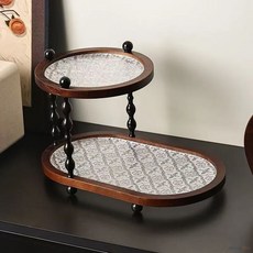 玄關鑰匙收納架 相思木雙層收納架 浴室裝飾 北歐風格收納架, 1個, B