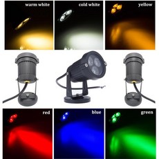 잔디 램프 DC12V/AC110V 220V LED 홍수 스포트라이트 9W 야외 정원 조명 흰색 빨간색 파란색