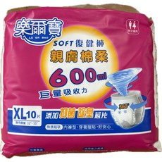 樂而寶 親膚棉柔 XL 10片裝 600ml 巨量吸收力 乾爽紙尿褲, 6個, 10片