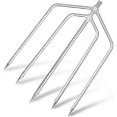 코엠클럽 수납식 텔레스코픽 폴 스테인리스 스틸 낚시 가프 로드 포크 후크 5갈래 작살 8mm 나사 교체 가능 바닷물 사냥 물고기 개구리 두더지, 01 4-prong-13.5cm