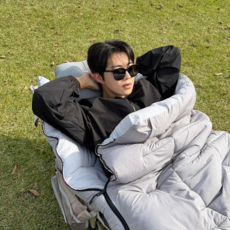 침낭 이불 캠핑 동계 차박 겨울 사계절 백패킹 삼계절 케이트리, 1개, 프리미엄 이불침낭 라이트그레이