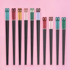 親子合金筷子3雙裝4家用防滑寶寶短小孩分人標志家庭筷一家三口四筷子環保筷防滑筷子耐熱筷子餐具用品, 6色長款+短男短綠男+短粉女短紅女, 1個