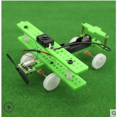 AI電子 綠色固定翼小飛機 創客DIY手工滑行飛機模型玩具 學生科技小發明實驗教材, 1個