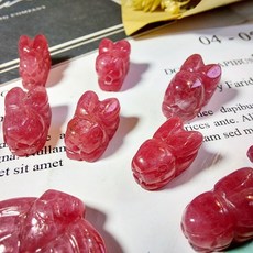 泰福晶品選物 薔薇石 水晶配件 兔子 愛心翅膀