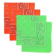 Motique Accessories 네온 페이즐리 반다나 - 4개 세트 옐로우 핑크 265449 4417551825, 그린 오렌지