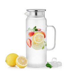 포카로티 보리차 냄비 투수 슬림 내열 유리 홍차 냄비 1580ml 유리 워터 투수 냉장고 대응 직화 대응 냉수통 무기 아이스티 과일 차 물 레모네이드 커피용 차가운 칼라프 우아하고, 1개, 1ml, 상세페이지 참조