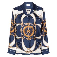 발리 그래픽 프린트 실크 셔츠