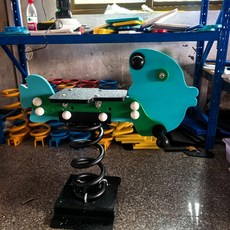 흔들 목마 놀이터 놀이기구 승마 야외 스프링 시소 흔들의자, 85 푸른복어