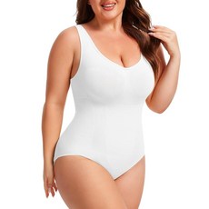 Kitfore Plus Size Shapewear Bodysuit High Compression Tummy Control Butt Lifter Full Body Shaper, White