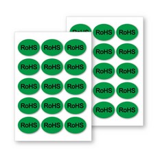 RoHS 歐盟綠色銅板貼紙 圓形標籤貼紙 綠底黑字 產品標示貼紙 零件標籤, 1個, 500個裝