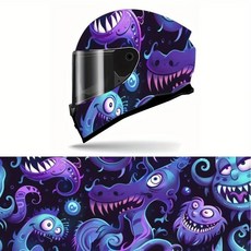 보라색 재미있는 자가 접착식 긁힘 방지 선물 풀 헬멧 스티커 오토바이 카 그래픽 비닐, 1개, 1개입, 1. 검정색