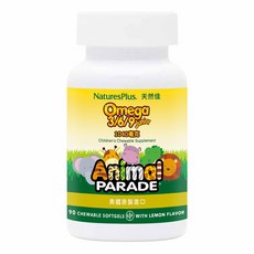 NaturesPlus 天然佳 Animal Parade Omega 3/6/9 兒童Omega魚油軟糖，促進腦部發育，提升學習力, 90顆, 1個