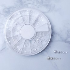 네일 진주 반진주 사이즈6종 화이트/크림 12칸, 1개, 반진주12칸-화이트