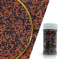 KANDLRIK 스프링클 데코 장식 먹을 수 있는 금색 캔디 2mm 미니 펄 케이크 컵케이크 토퍼 쿠키 데코레이션 결혼식 파티 발렌타인 할로윈 크리스마스 용품 3온스, 주황 & 검정