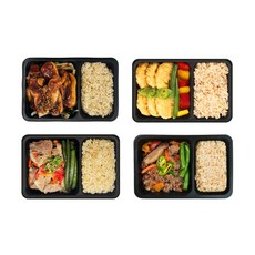 [샐러드보울] 넉넉소반 현미밥 4종 세트 프리미엄 직장인 혼밥 도시락, 1세트, 341g