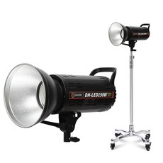 자연광 LED 밝기 조절 유튜브 개인 방송 제품 상품 소품 인물 누끼 촬영 조명 썬빔라이트 150W + 높이 조절 바퀴 이동식 스탠드 거치대, 1세트, KIT-SUN07